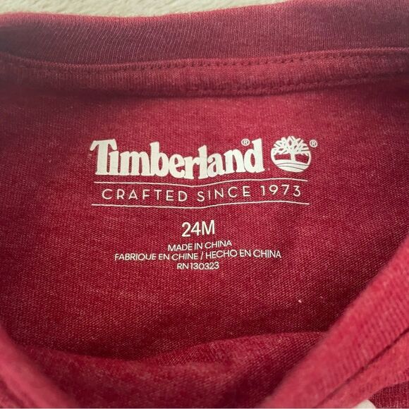 Timberland red short sleeve Tee Shirt size 24 months - Picture 3 of 6